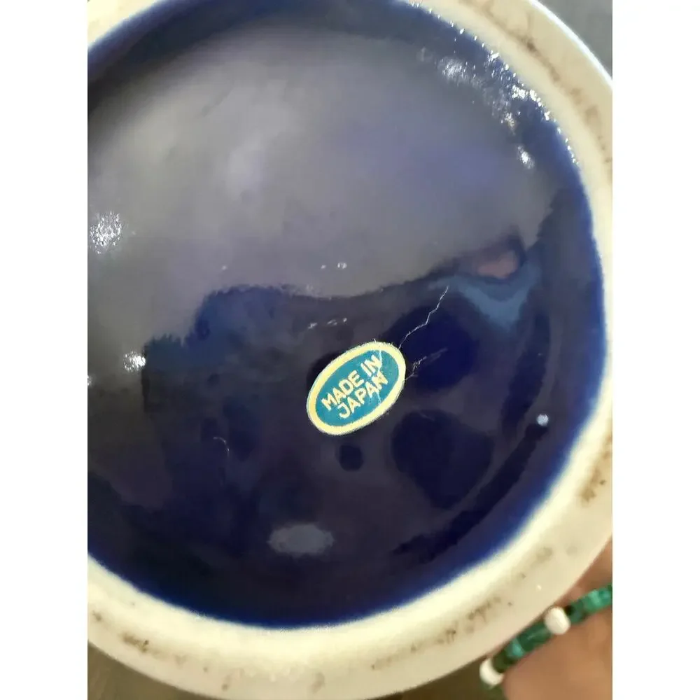 Vintage Japan Cobalt Blue Peacock Peony Ginger Jar Gold Trim 8.5” 1970s/80s